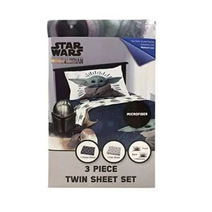Star Wars The Mandalorian Soft Polyester 3 Piece Twin Bedding Sheet Set for Kids